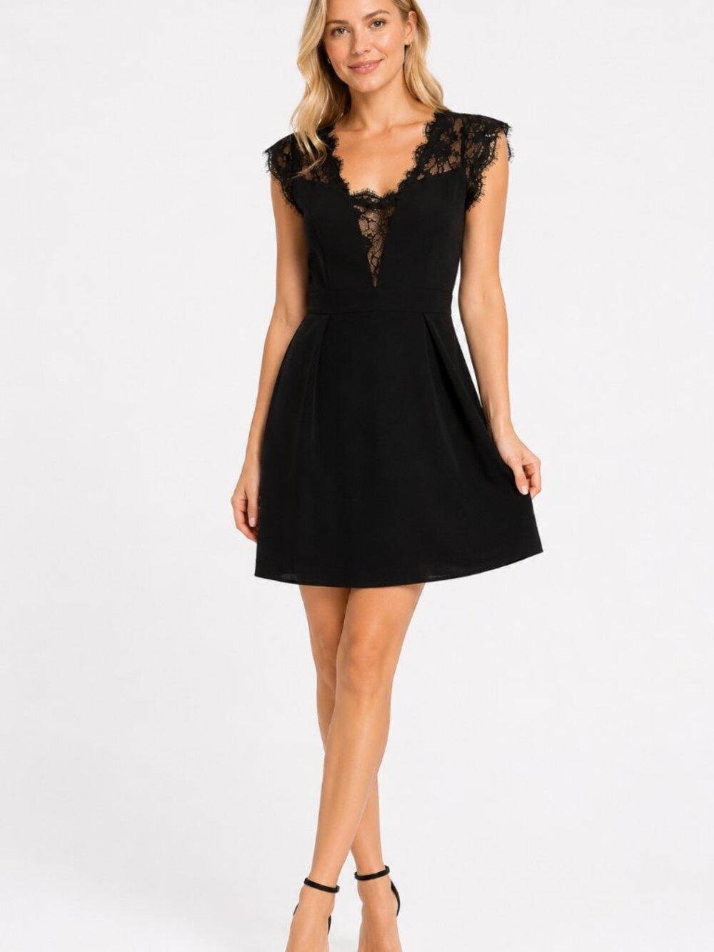 BCBGeneration Black Lace Fit & Flare Cocktail Dress (NWT)